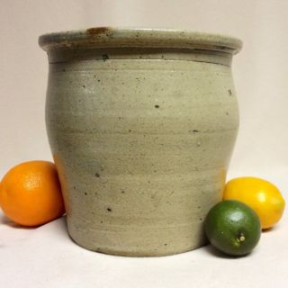 Antique Stoneware: 19thc.  Semi - Ovoid Crock,  Salt - Glazed,  Incised Rim,  Ex & Nr photo