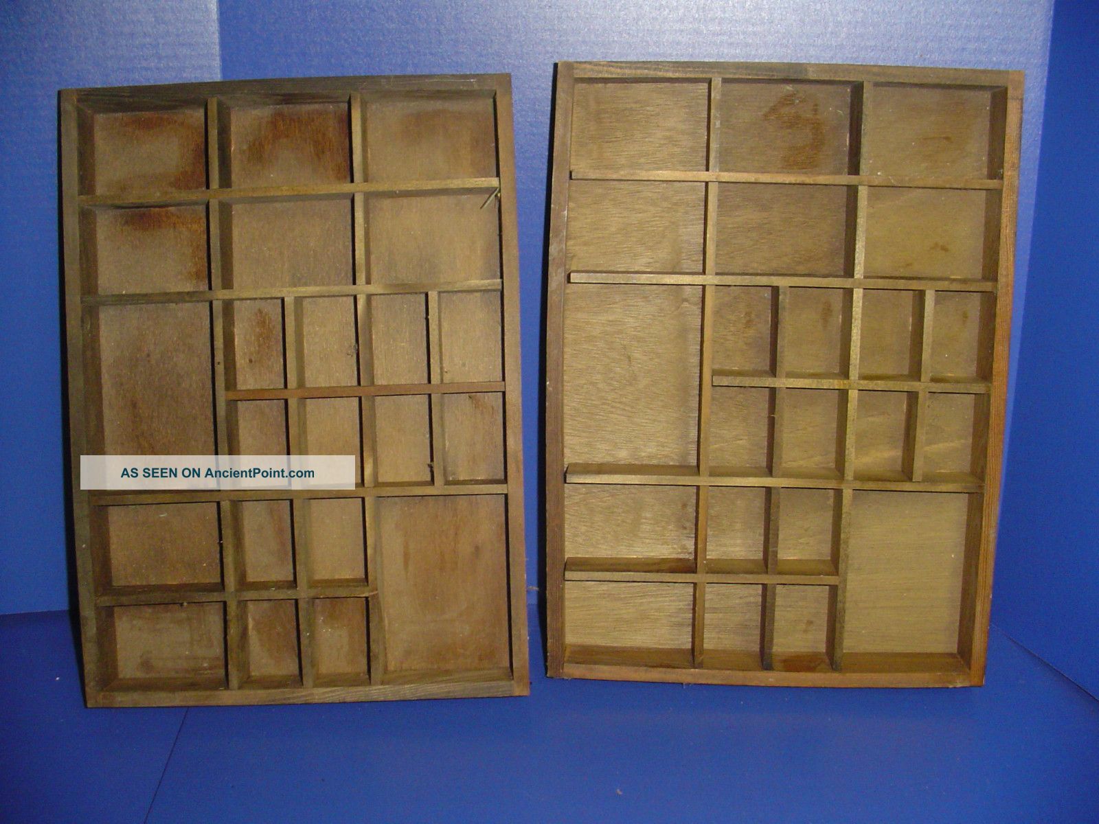 Set Of 2 Matching Wooden Trinket Collectible Display Tray Wall Hanging Trays photo