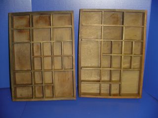 Set Of 2 Matching Wooden Trinket Collectible Display Tray Wall Hanging photo