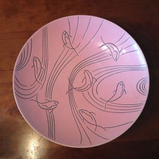 Pasadena California Art Pottery Roselane Pink Fish Motif Bowl photo