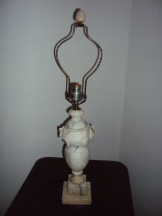 Large Decorative Alabaster Marble Electrified Table Lamp & Finial photo