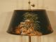Huge Vintage Antique French Horn Brass Bouillotte Chinoiserie Decorated Lamp Lamps photo 4