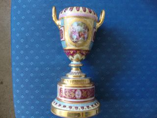 Antique Royal Vienna Porcelain Portrait Vase Signed photo