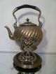 Antique Gerhardi & Co Brass Spirit Kettle Swivel Teapot With Stand And Warmer Metalware photo 11