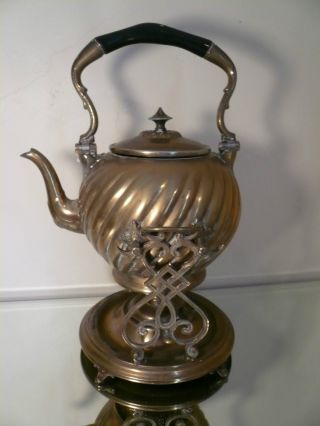 Antique Gerhardi & Co Brass Spirit Kettle Swivel Teapot With Stand And Warmer photo