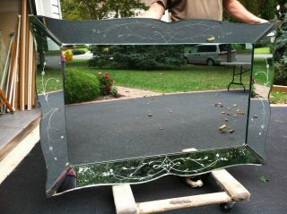 Huge 1950 ' S Beveled,  Etched Mirror (40x60) photo