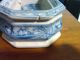 Antique Victorian Era Blue Transferware Porcelain Toothbrush/razor Box Boxes photo 5