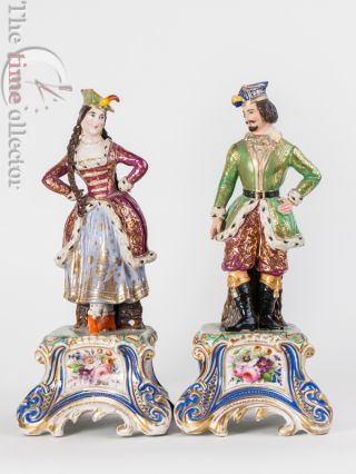 Pair Of Rare French Porcelain Figurines Circa Mid - 1800s photo