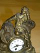 Antique 1886 French Bronze Figural Clock Fusee Movement Porcelain Dial Signed Clocks photo 3