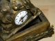 Antique 1886 French Bronze Figural Clock Fusee Movement Porcelain Dial Signed Clocks photo 6