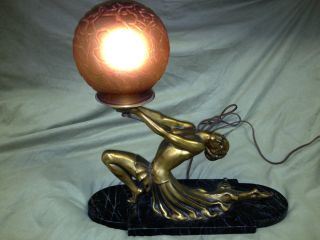 Brass Dancing Lady Table Lamp - Antique Brass photo