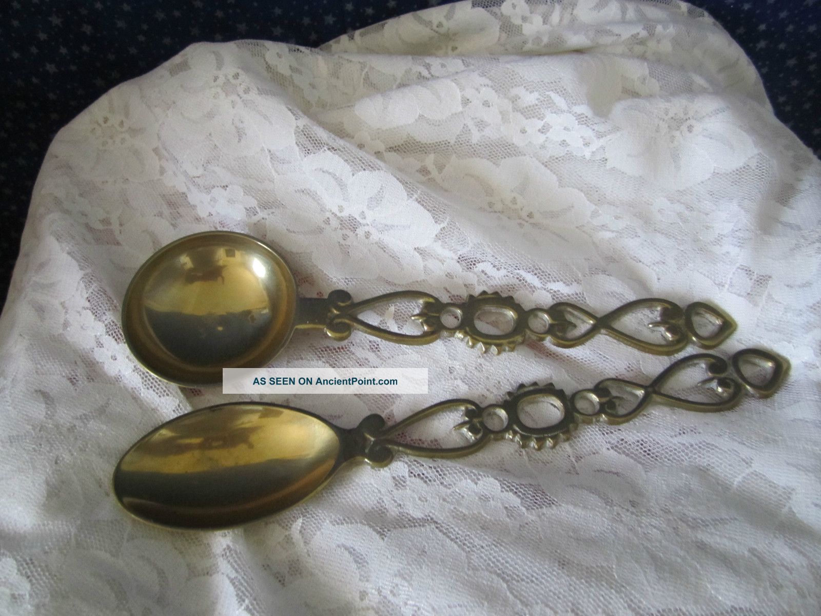 Pair (2) Of Art Deco Brass Hanging Spoons 9 1/2 