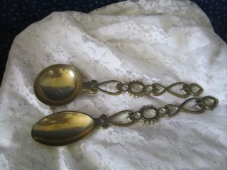 Pair (2) Of Art Deco Brass Hanging Spoons 9 1/2 