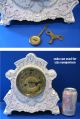 Victorian Waterbury Parlor Clock Porcelain Ornate Face Beveled Glass Clocks photo 9