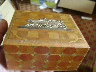 Antique Wooden Inlaid Trinket Box What Not Box 4 1/2 
