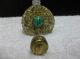 Perfume Bottle Glass Enclosed With Filigree Goldtone Metal Green Stone On Front Perfume Bottles photo 7