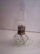 2 Vintage Pressed Glass Bulls Eye Thumb Hold Miniature Glass Oil Lamp & Chimney Lamps photo 2