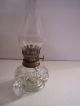 2 Vintage Pressed Glass Bulls Eye Thumb Hold Miniature Glass Oil Lamp & Chimney Lamps photo 3