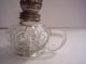 2 Vintage Pressed Glass Bulls Eye Thumb Hold Miniature Glass Oil Lamp & Chimney Lamps photo 4