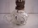 2 Vintage Pressed Glass Bulls Eye Thumb Hold Miniature Glass Oil Lamp & Chimney Lamps photo 5