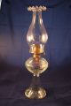 Antique Oil Kerosene Lamp Eagle Burner Rare Pie Crust Chemney Glass Lamps photo 2