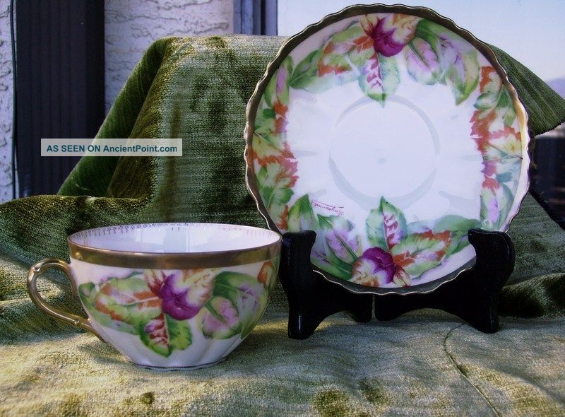 Signed Hand Painted Cup And Saucer From Austria Cups & Saucers photo