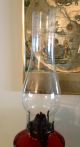 Antique Pressed Footed Glass Hurricane Oil Lamp Miller Co.  Victor Prong Burner Lamps photo 3