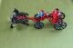 Vintage Cast Iron Toy - Fire Wagon With Two Horses,  And Driver Complete Set Metalware photo 1