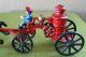 Vintage Cast Iron Toy - Fire Wagon With Two Horses,  And Driver Complete Set Metalware photo 3