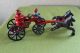 Vintage Cast Iron Toy - Fire Wagon With Two Horses,  And Driver Complete Set Metalware photo 5