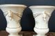 Pair Porcelain Urns Vases Planters Ivory,  Gilt Trim,  Floral Decoration 1930 ' S - 40 Urns photo 3