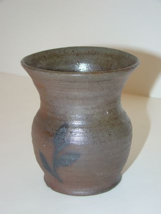 Antique Flower Ceramic Stoneware Pottery Vase Small photo