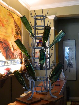 French Zinc Bottle Drying Rack photo