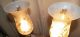 Vintage Boudoir Table Lamps Satin Frosted Glass Etched Hurricane Shades 303 Lamps photo 2