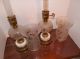 Vintage Boudoir Table Lamps Satin Frosted Glass Etched Hurricane Shades 303 Lamps photo 7
