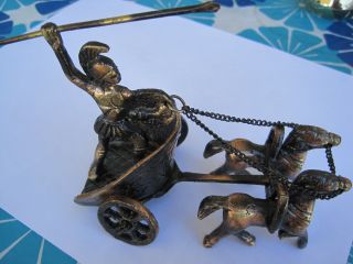 Vintage Brass/copper?? Roman Gladiator On Chariot And 2 Horses photo