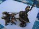 Vintage Brass/copper?? Roman Gladiator On Chariot And 2 Horses Metalware photo 1