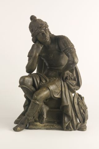 Antique Victorian Metal Figural Statue – Seated Warrior photo