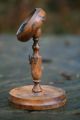 19th C.  Carved Walnut Pocket Watch Holder On A Circular Wooden Stand Other photo 10