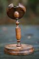 19th C.  Carved Walnut Pocket Watch Holder On A Circular Wooden Stand Other photo 4