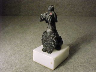 Unusual Very Classy French Poodle Paperweight In Great Form/design Carved Marble photo