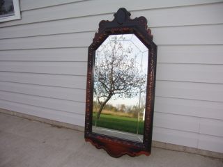 Vintage Wood Wall Mirror - photo