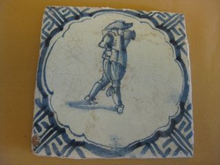 17th C Dutch Delft Tile Figure photo