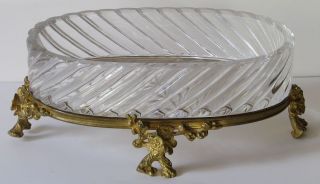 Antique French Empire Style Gilt Bronze Mounted Glass Bowl photo