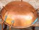 Antique Hammered Copper Pan W Feet Patina Look Metalware photo 1