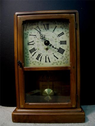 New England Clock Company 8 Day Chime Mantel Clock Working Bristol Connecticut photo