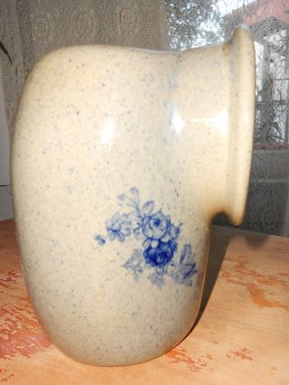 Rare Antique Vintage Salt Crock Cobalt Blue With Rose Design photo