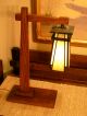 Prairie Stickley Style Cantilever Arts Crafts Stained Art Glass Lantern Lamp Lamps photo 4