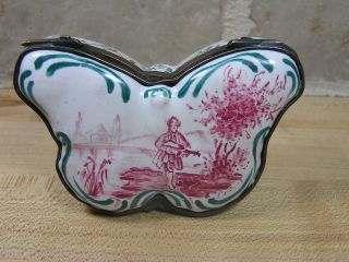 Unusual Old French Butterfly Snuff Trinket Box With Troubadour Marked S.  X. photo