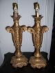 Pair 1928 Cast Metal Iron? Cherub W Bugle Roses Lamps Lamp Lamps photo 1
